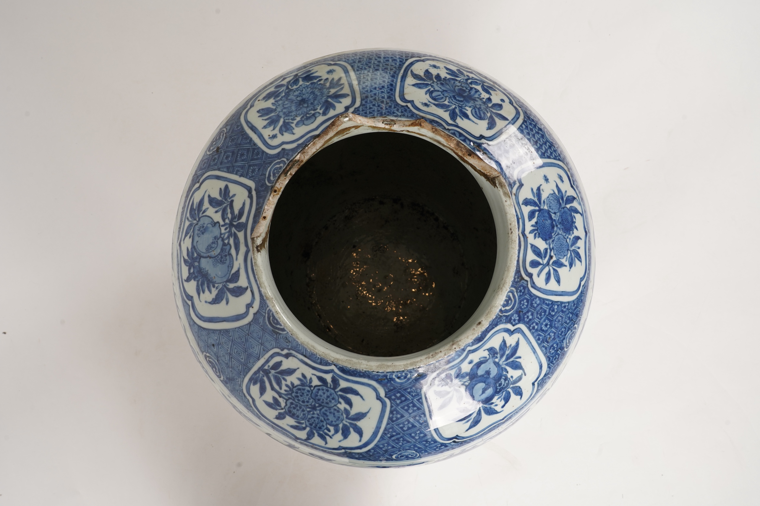 A massive Chinese blue and white jar, Wanli six character mark and of the period (1572-1620)